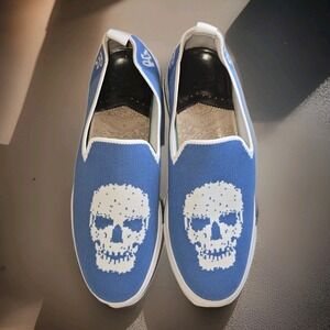 Robert Graham Topher Skeleton Slip-On Sneakers Blue Men's 11 Casual Canvas‎